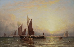 Fishing Vessels at Sunset
